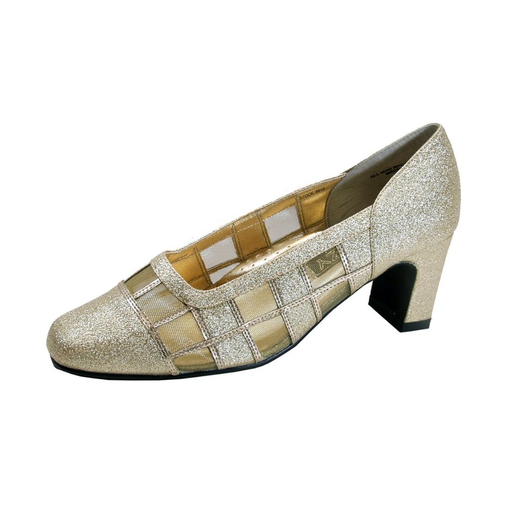 👠 FUZZY Bliss Women's Wide Width Mesh/Metallic Upper Dress Pumps 👠